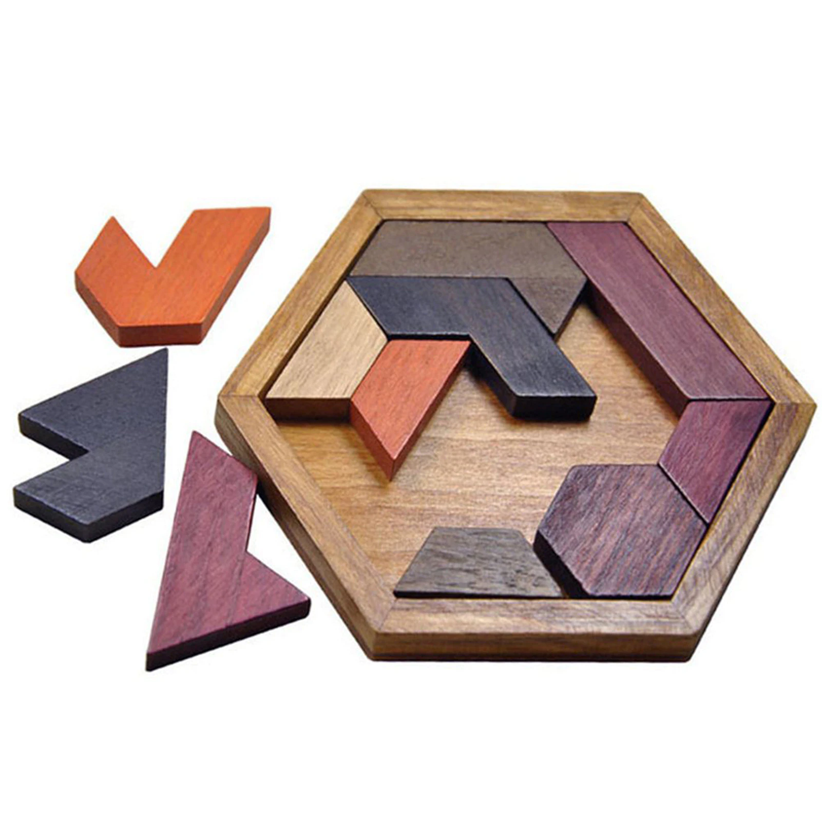 Hexagonal Wooden Shape Puzzle