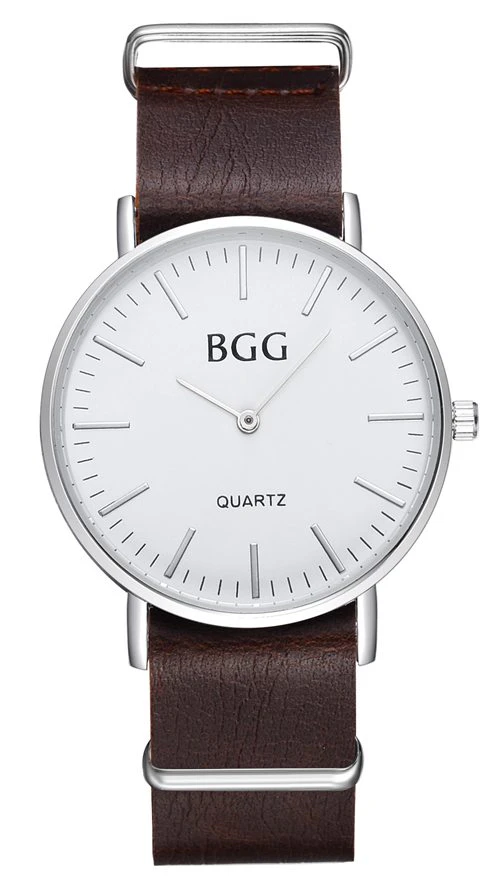 Leather Strap Classic Round Face Watch