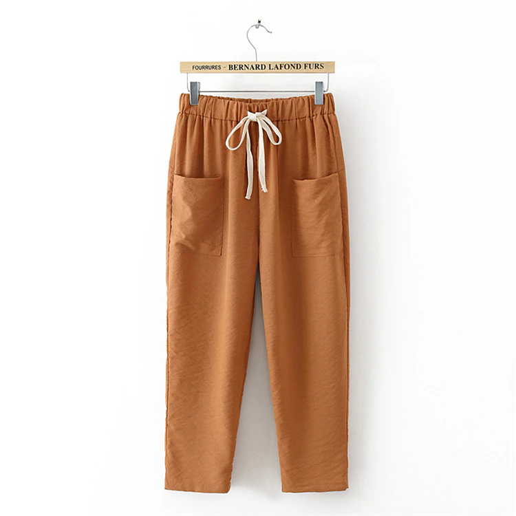 Womens Loose Brown High Waisted Trousers