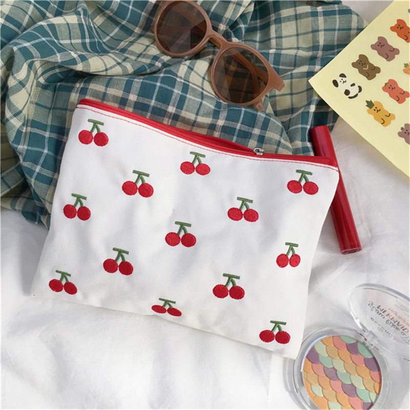 Embroidered Cherry Pouch