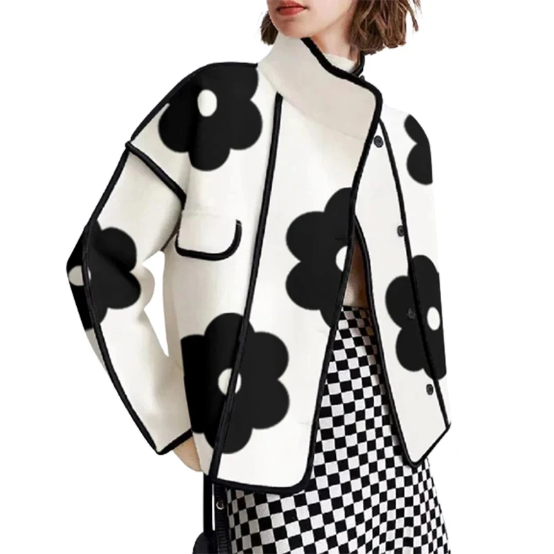 Floral Chic High-Neck Jacket