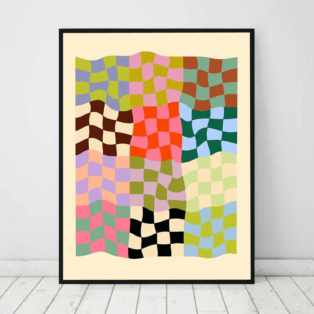 Wavy Checkered Wall Print