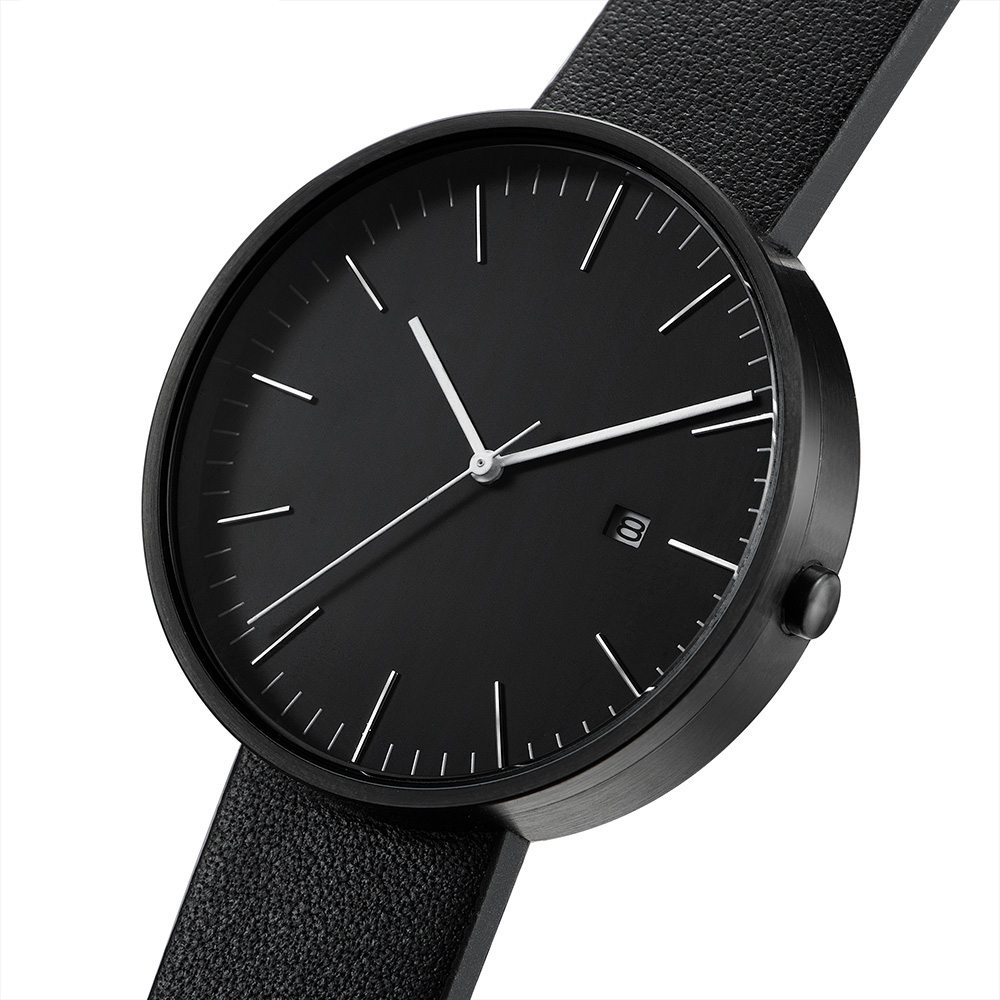 Minimalist Stainless Steel Leather Strap Mens Watch