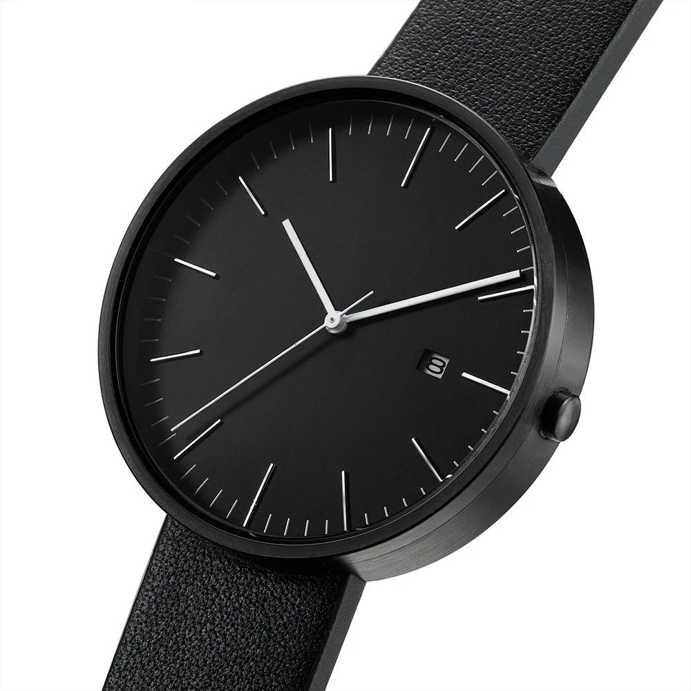 Minimalist Stainless Steel Leather Strap Mens Watch