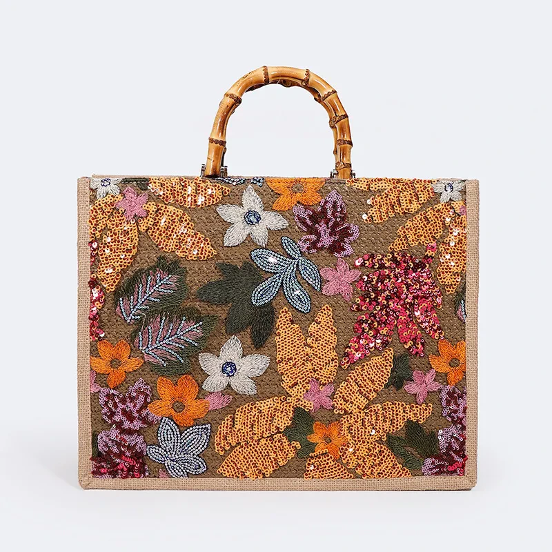 Sequin Embellished Summer Tote