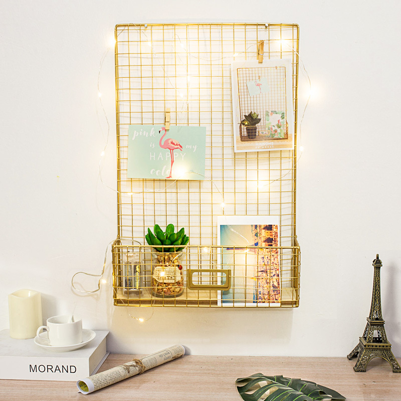 Gold Grid Wall Shelf