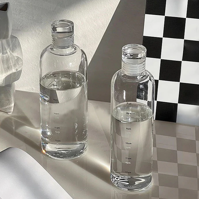 Timestamp Glass Water Bottle