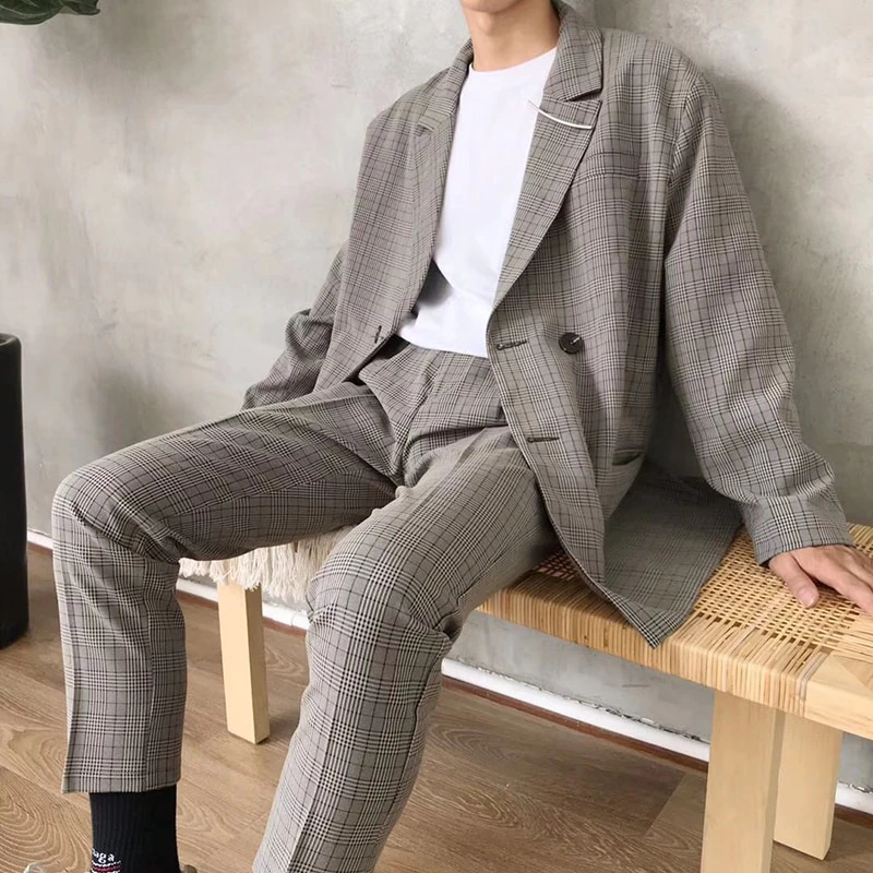 Soft Tailored Mens Plaid Suit