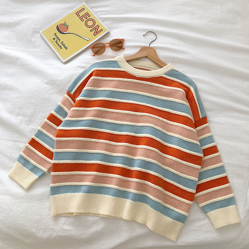 Womens Striped Knit Sweater