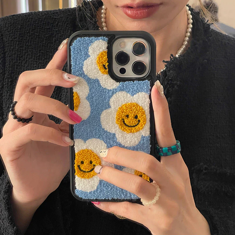 Fabric Smiley Flower iPhone Case