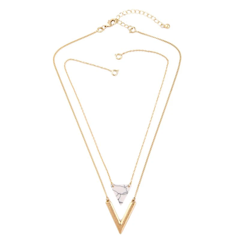 Marble Triangle Layered Necklace