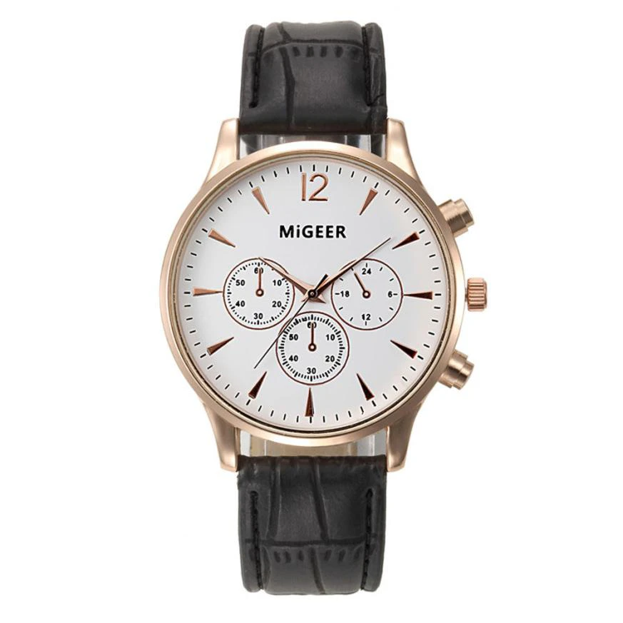 Migeer White and Gold Mens Dress Watch