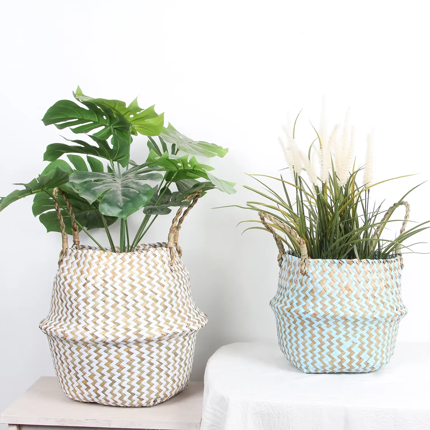 Striped Wicker Basket