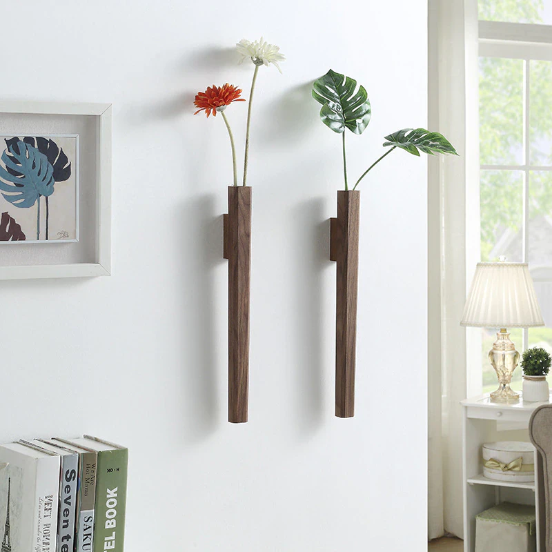 Wooden Single Stem Wall Vase