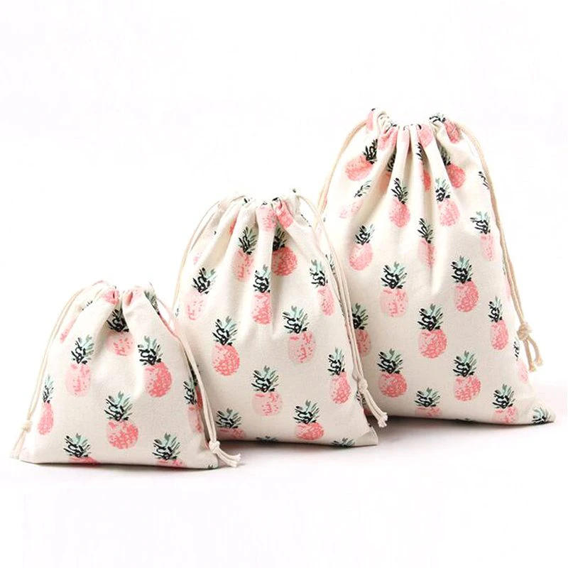 Pineapple Canvas Drawstring Pouches
