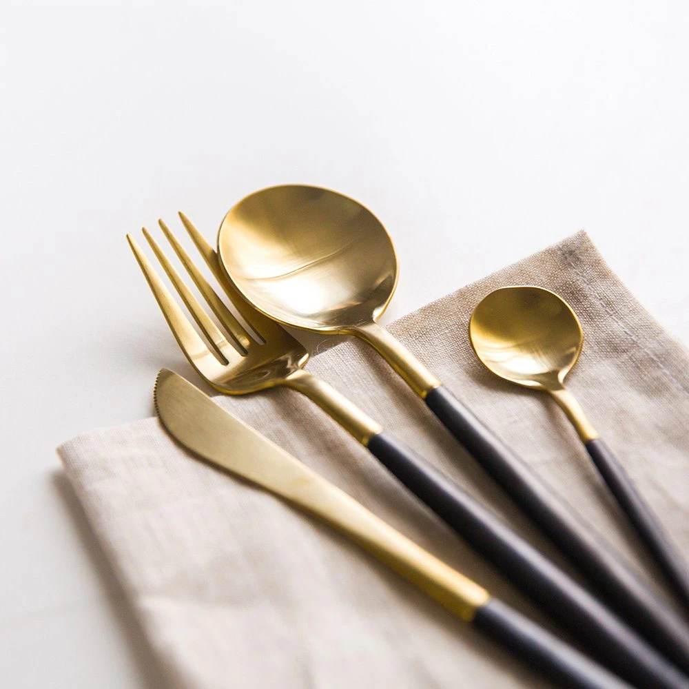 Black and Gold Cutlery Set