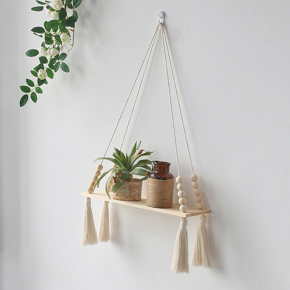 Macrame Wooden Wall Shelves