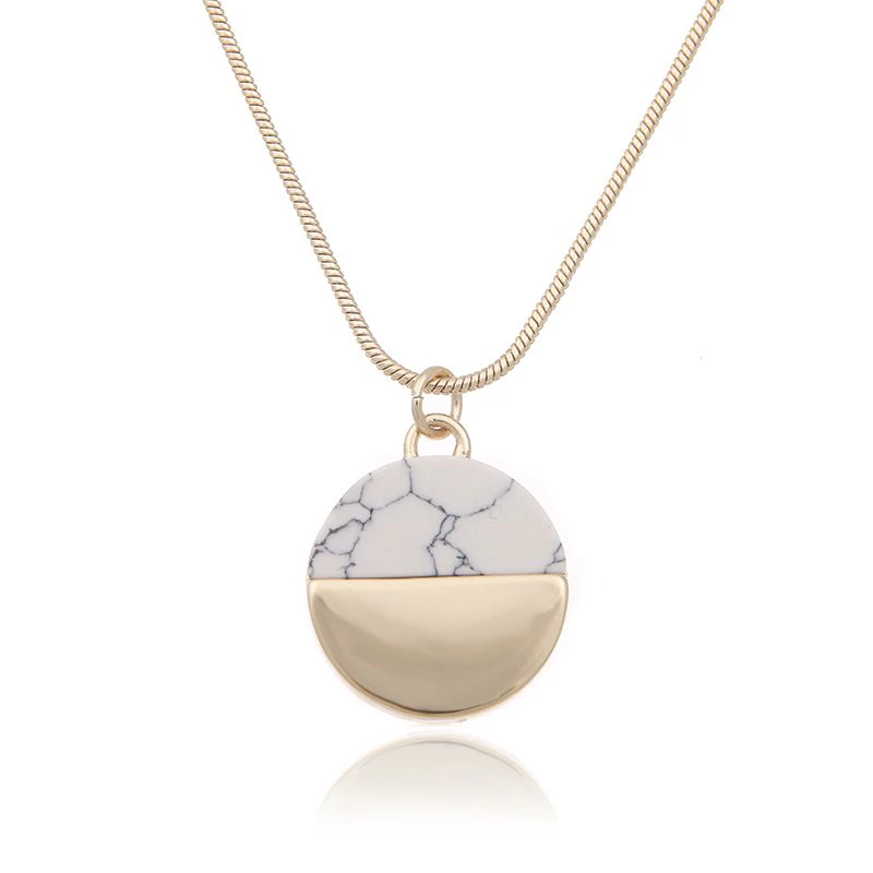 Gold Dipped Marble Pendant Necklace