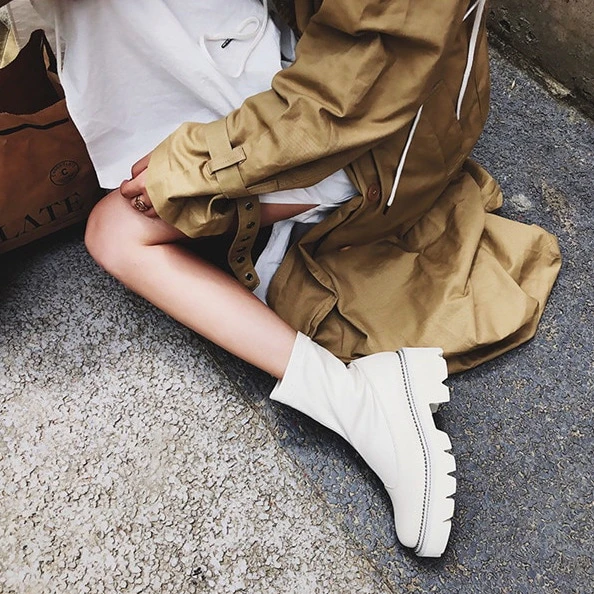 White Platform Leather Boots