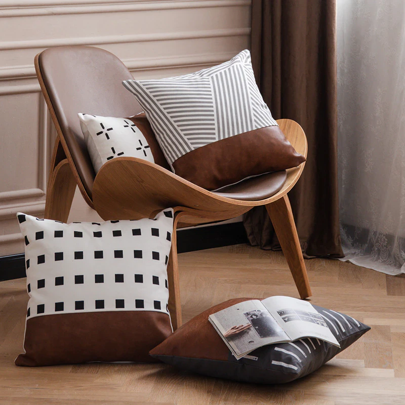 Geometric Leather Pillows