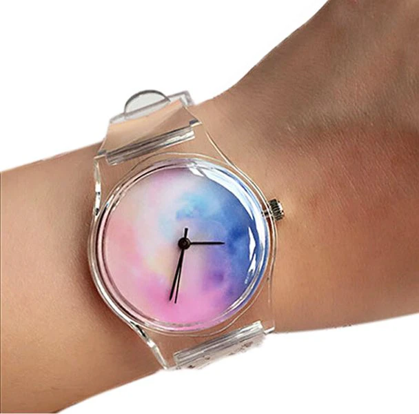 Girls Watercolor Transparent Watch