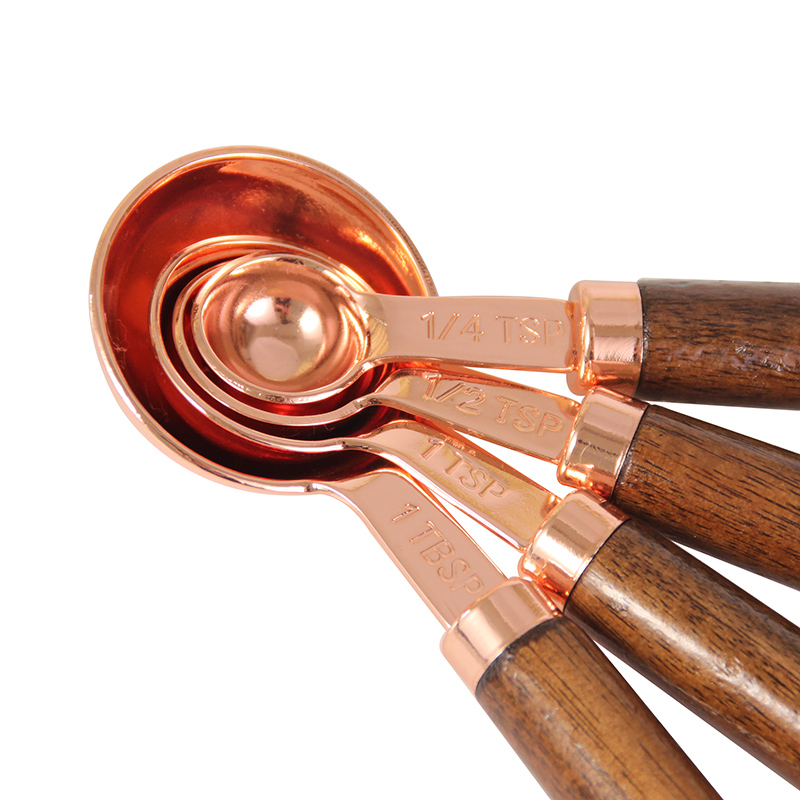 Wood Handle Copper Measuring Spoons