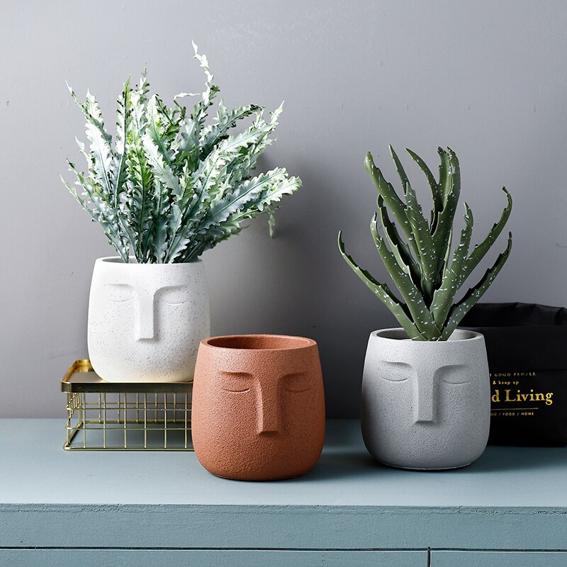 Minimalist Ceramic Face Pot