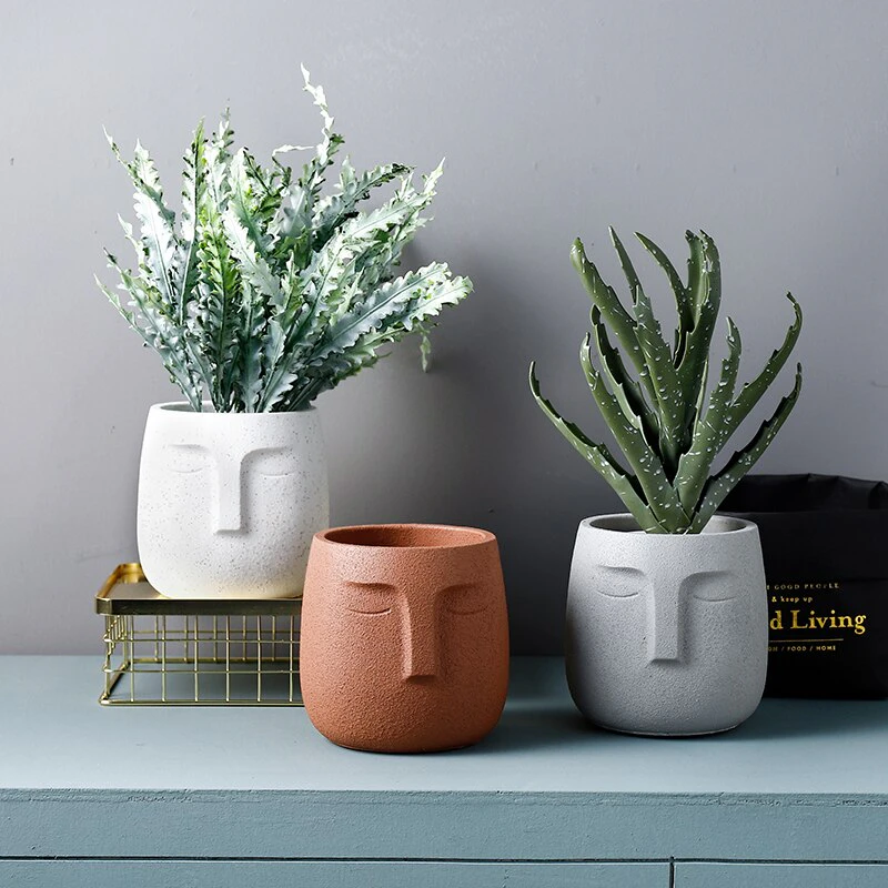 Minimalist Ceramic Face Pot