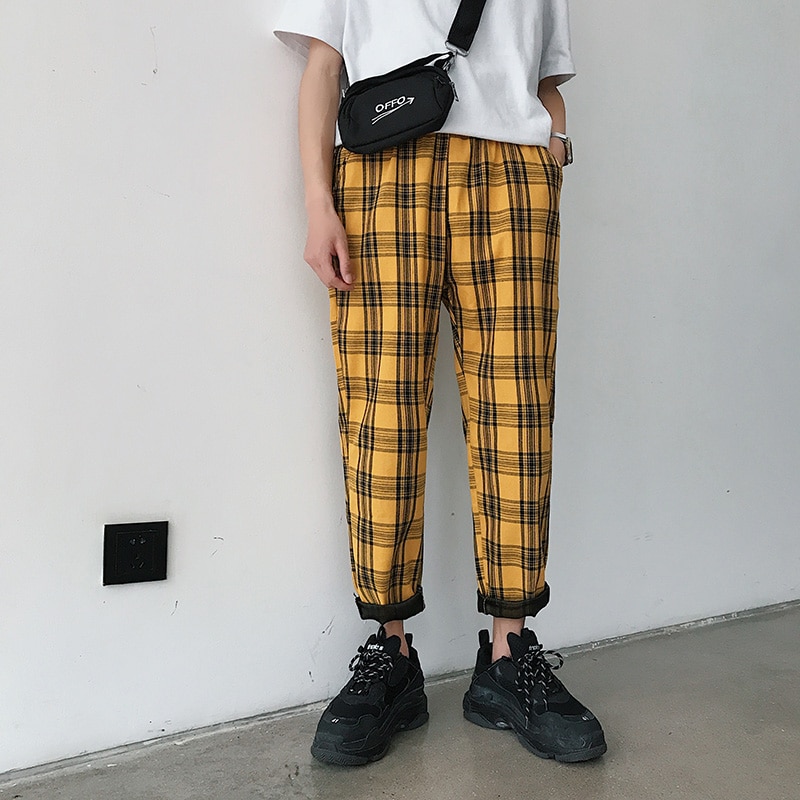 Plaid Color Tapered Pants