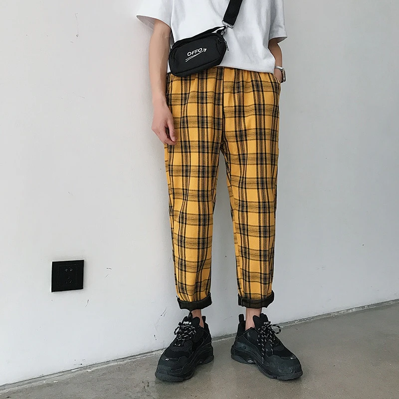Plaid Color Tapered Pants