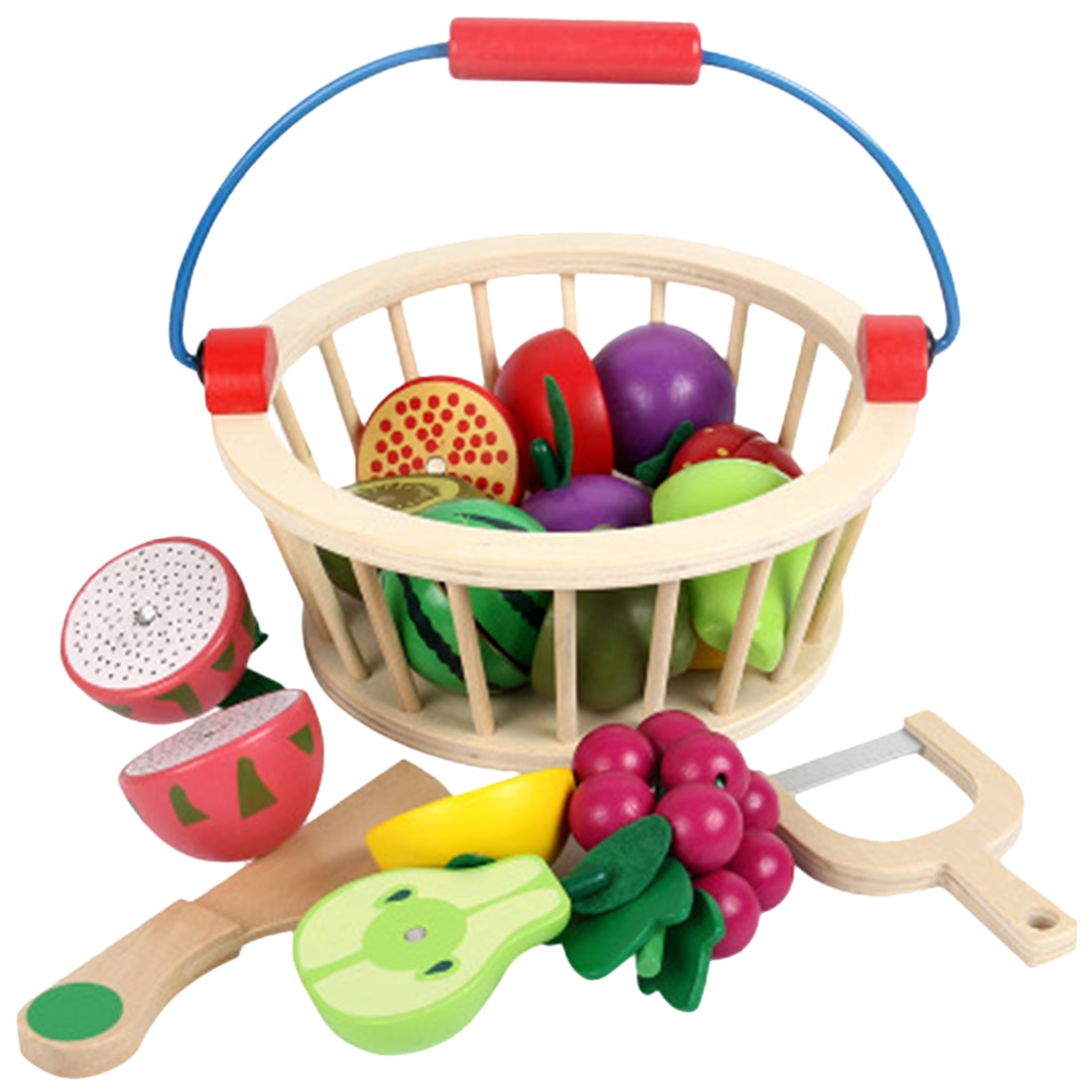 Wooden Fruit Basket Kids Toy
