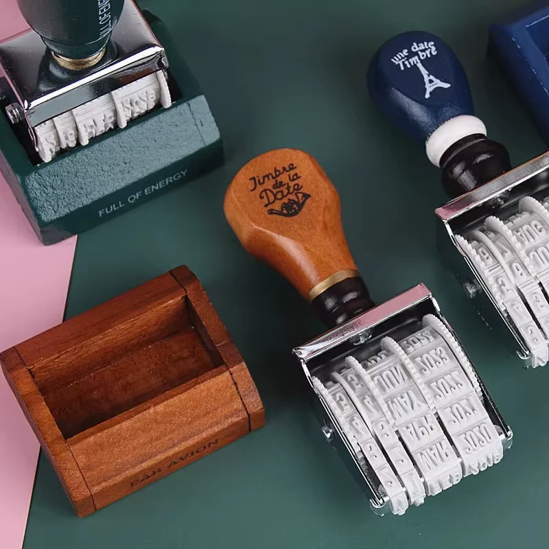 Wooden Date Roller Stamp