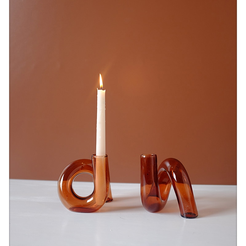 Colored Glass Loop Candle Stick