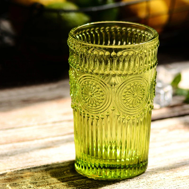 Boho Embossed Glass Cups