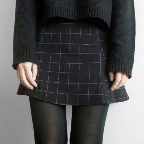 Plaid Grid Mini Skirt
