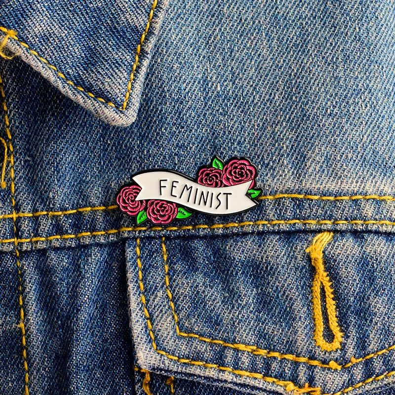 Rose Feminist Pin