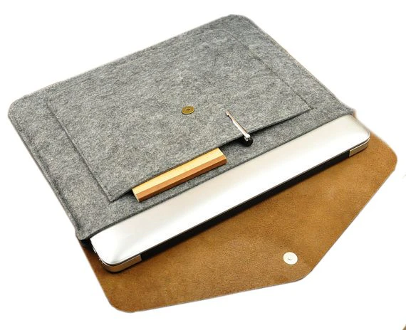 Felt Leather Laptop Carry Sleeve