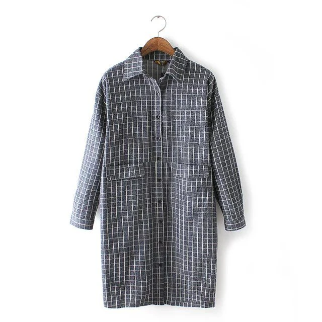 Plaid Collar Shirt Dress