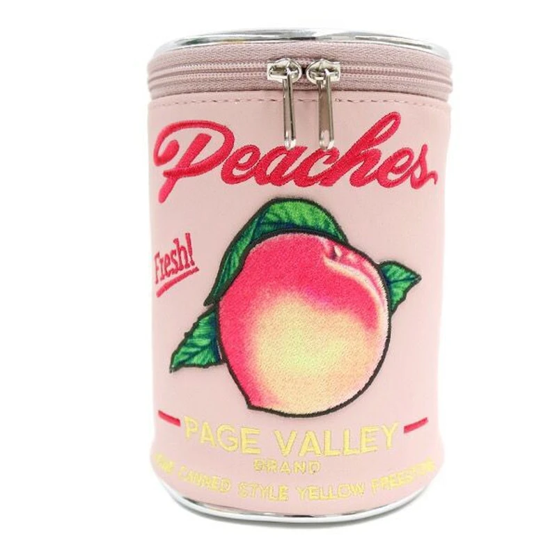 Embroidered Peach Can Zip Pouch