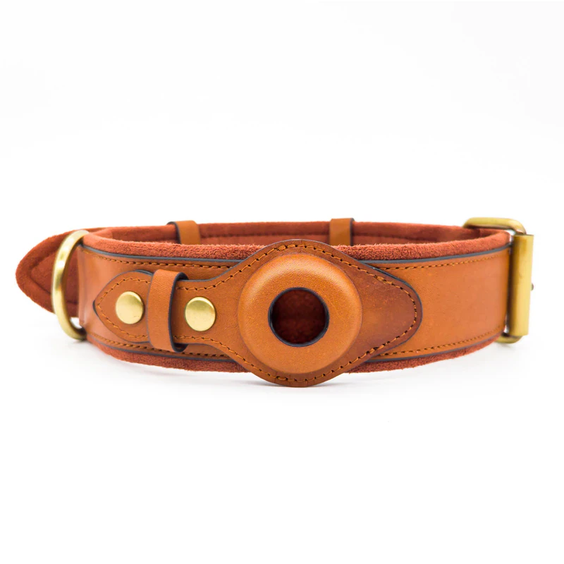 Leather AirTag Dog Collar