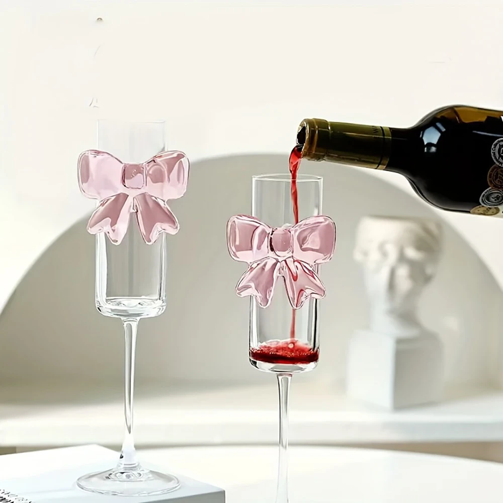 Pink Bow Wine Glass