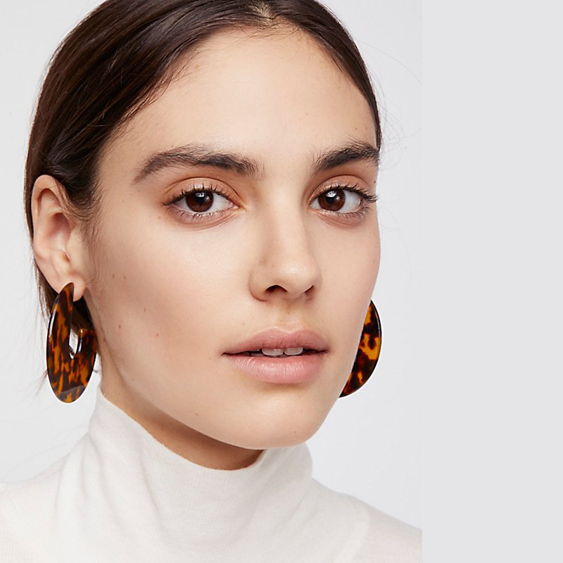 Tortoiseshell Acrylic Hoop Earrings