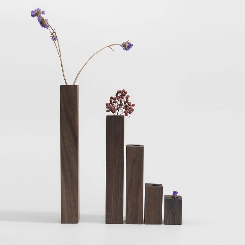 Minimal Dark Walnut Vase