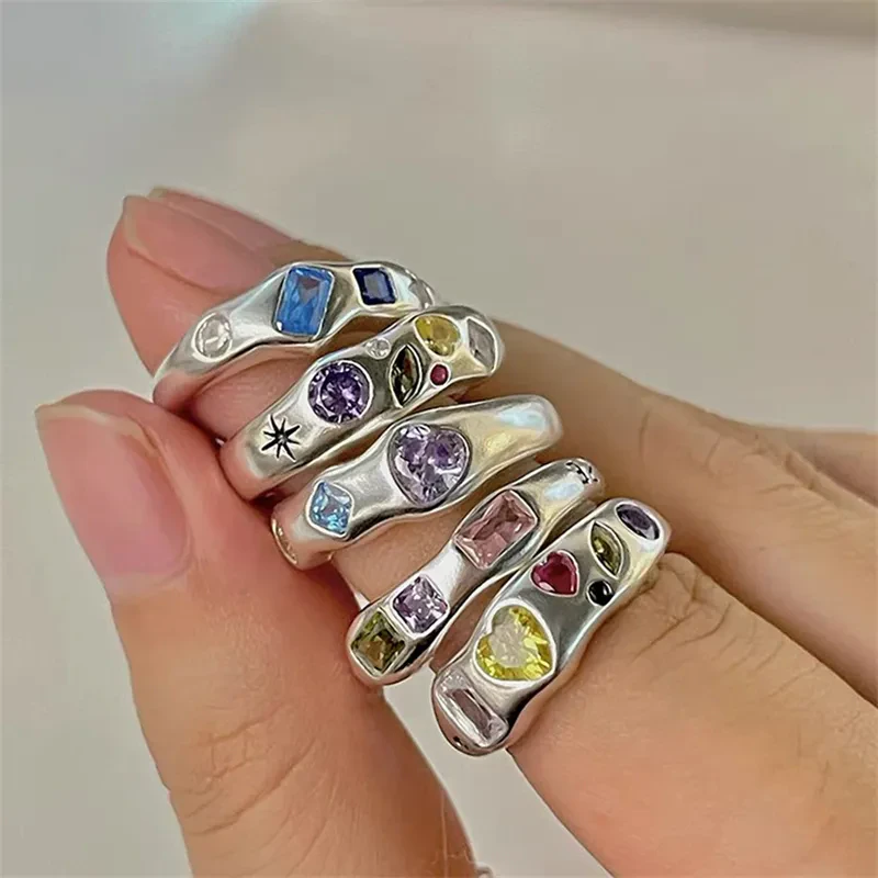 Irregular Y2K Zircon Ring