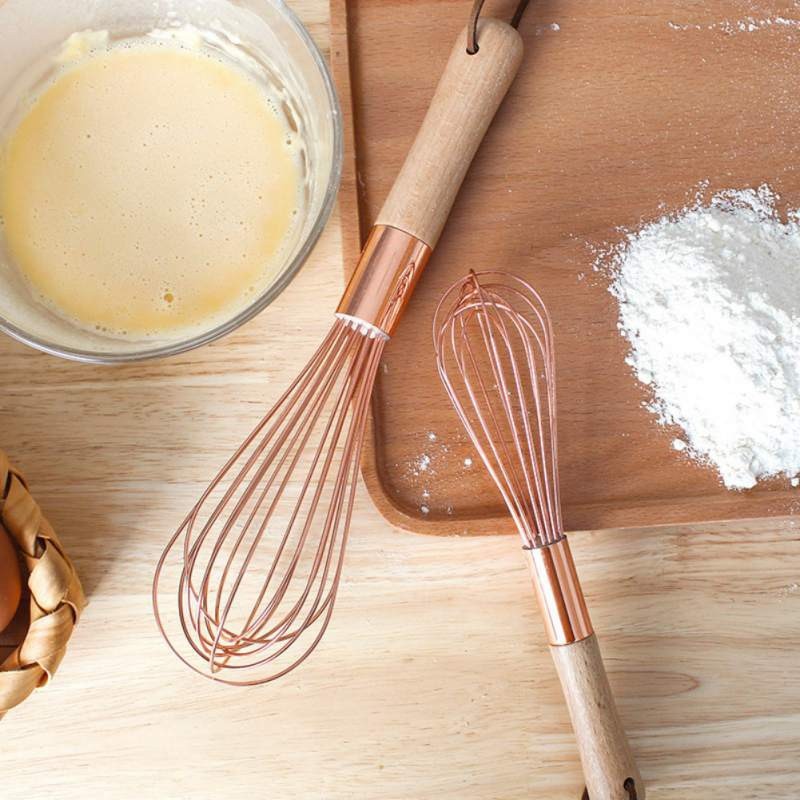 Rose Gold Wood Handle Whisk