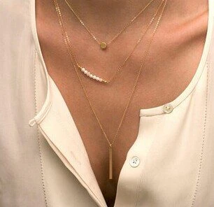 Multilayer Gold and Pearl Necklace