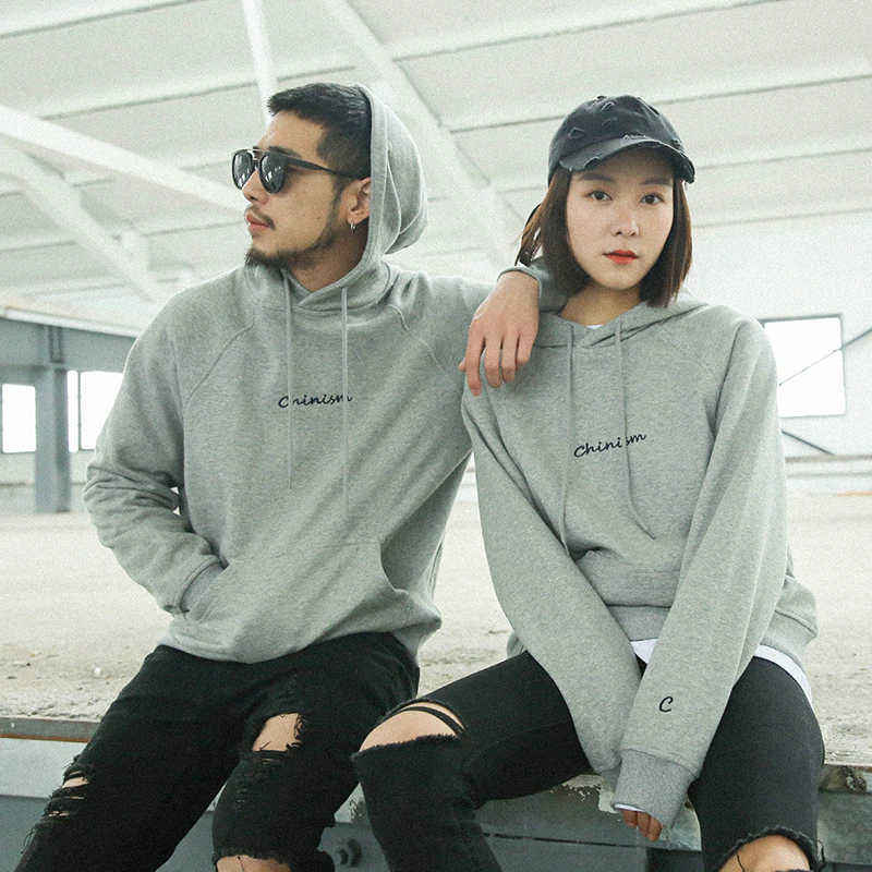 Grey Marle Embroidered Hoodie