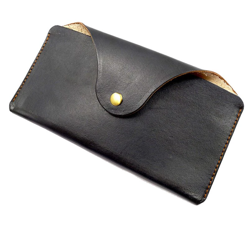 Genuine Leather Buttoned Long Wallet
