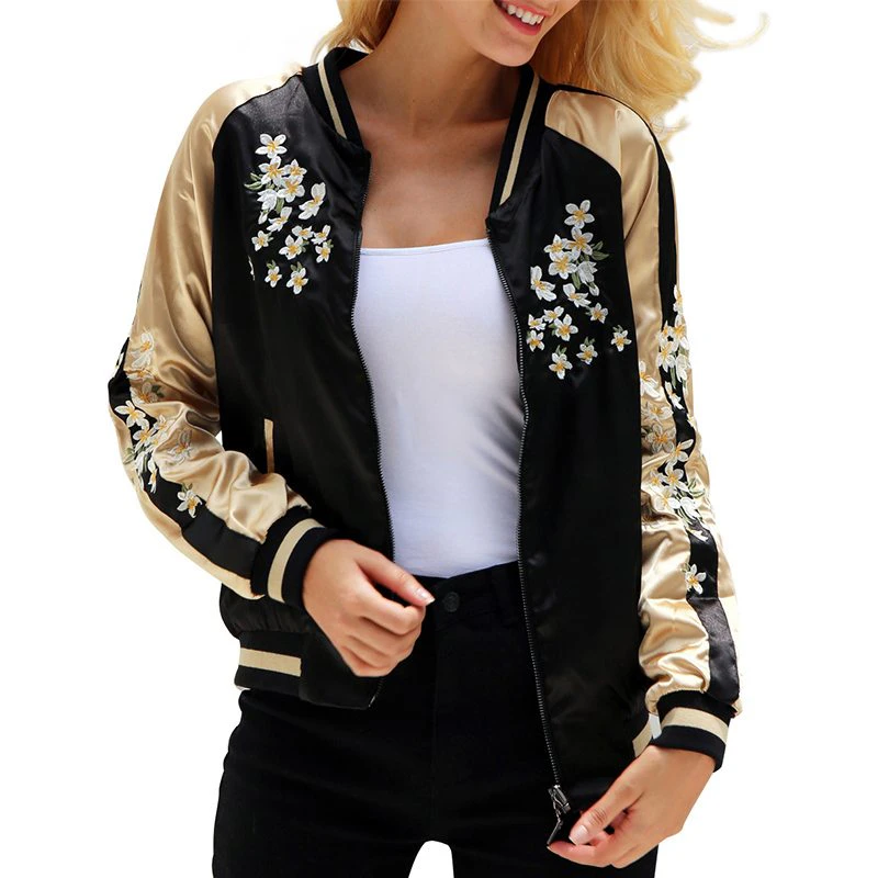 Floral Embroidered Bomber