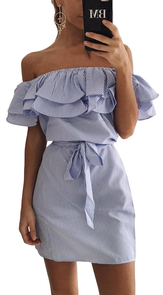 Ruffled Off Shoulder Mini Dress